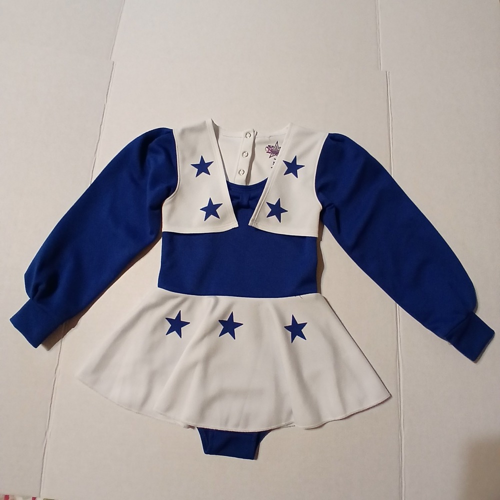 Dallas Cowboys Girls NFL Cheer Uniform Blue White Stars Long Sleeve 3T